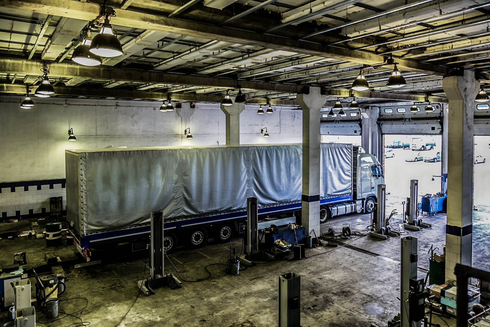 Truck or lorry repair shop service garage interior
